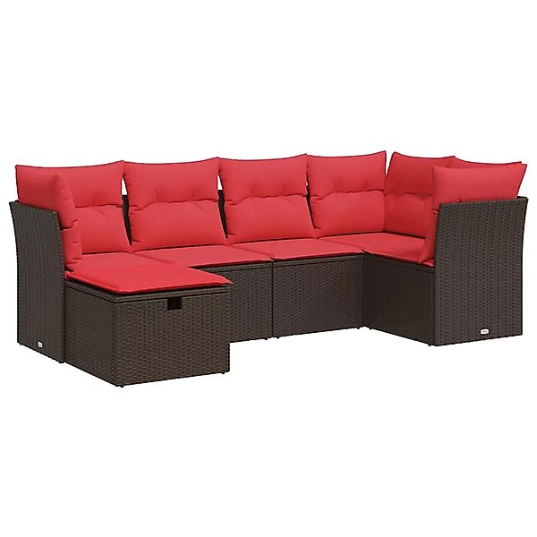 vidaXL 6-Tlg Garten-Sofagarnitur mit Kissen Braun Poly Rattan 3325290 günstig online kaufen
