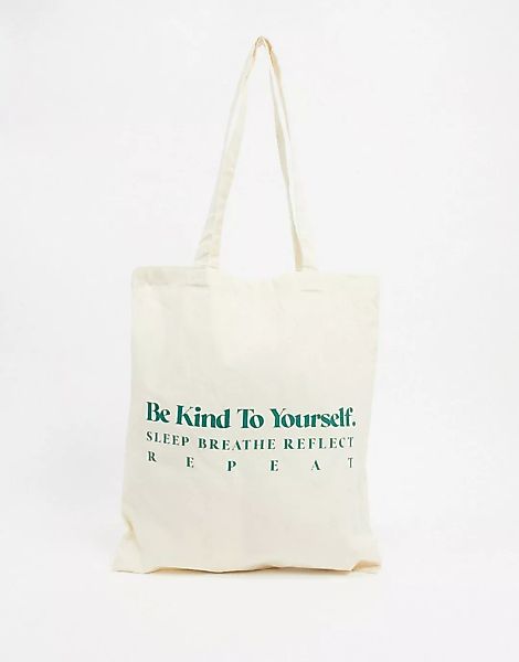 ASOS DESIGN – Be Kind – Shopper-Tasche in Natur-Neutral günstig online kaufen