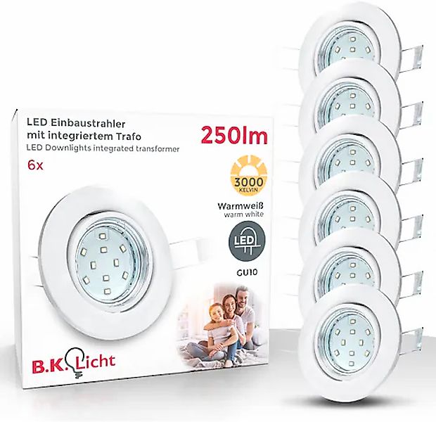 B.K.Licht LED Einbauleuchte »Hila«, 6er-Set, inkl. GU10 LED-Leuchtmittel, L günstig online kaufen