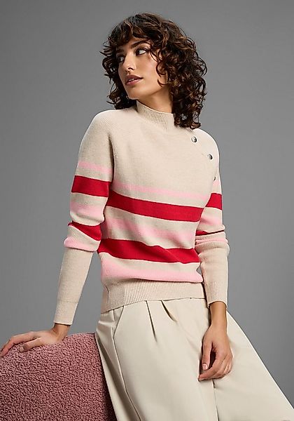 Laura Scott Strickpullover Winterstrick mit trendy Streifendesign und Knöpf günstig online kaufen