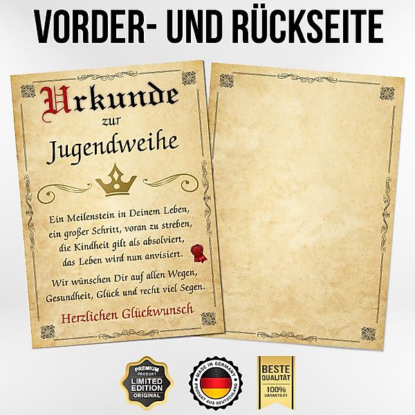 Tigerlino Poster Jugendweihe Geschenk Urkunde zur günstig online kaufen
