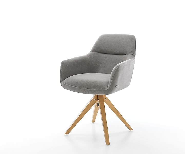 Drehstuhl Pejo-Flex Strukturstoff Soft Grau Holzgestell kantig Natur 180° d günstig online kaufen