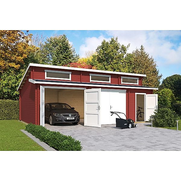 Lasita Garage Hawaii Set mit Holztoren 780 cm x 520 cm Schwedenrot günstig online kaufen
