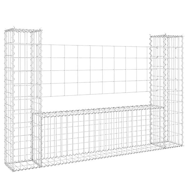 vidaXL Gabionenkorb U-Form mit 2 Säulen Eisen 140x20x100 cm 151275 günstig online kaufen