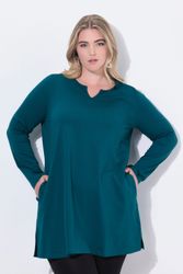 Ulla Popken Longshirt Longshirt A-Linie Tunika-Ausschnitt günstig online kaufen