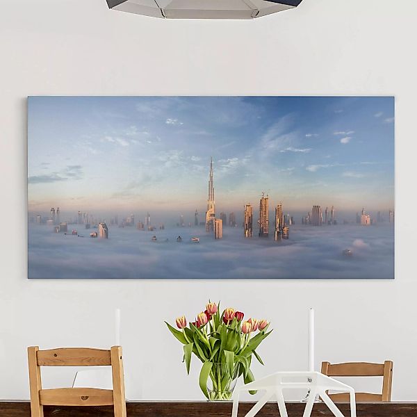 Leinwandbild Architektur & Skyline - Querformat Dubai über den Wolken günstig online kaufen