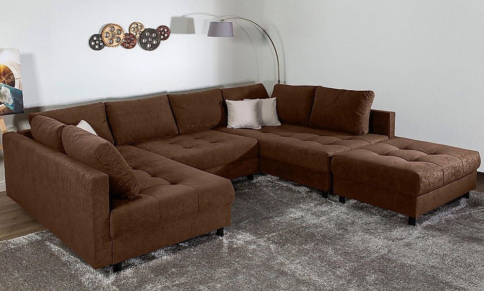 COLLECTION AB Wohnlandschaft Toni U-Form, B: 298 cm, mit Hocker & 3 Zierkis günstig online kaufen
