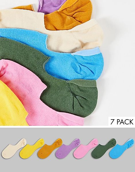 ASOS DESIGN – Füßlinge im Blockfarbendesign im 7er-Pack-Mehrfarbig günstig online kaufen