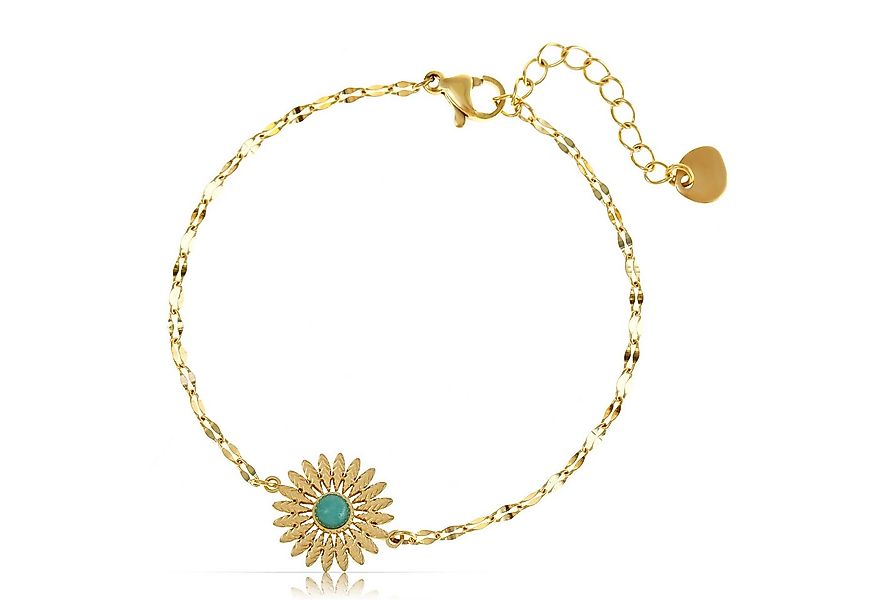 Made by Nami Armband in gold/türkis Damen Edelstahl Boho Schmuck wasserfest günstig online kaufen