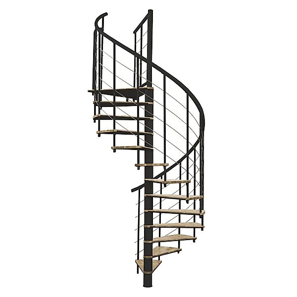 Minka Spindeltreppe Fusion Ø 140 cm Eiche Schwarz Raumhöhe bis 295 cm günstig online kaufen