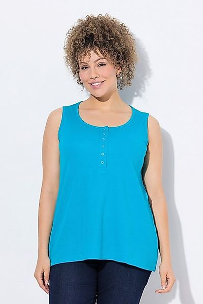 Ulla Popken Longtop Top Rippjersey Rundhals Knopfleiste ärmellos günstig online kaufen