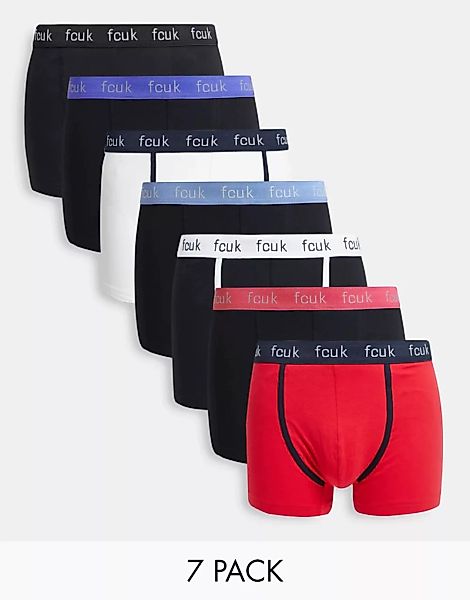 French Connection – Mehrfarbige Boxershorts mit „FCUK“-Logo im 7er-Pack günstig online kaufen