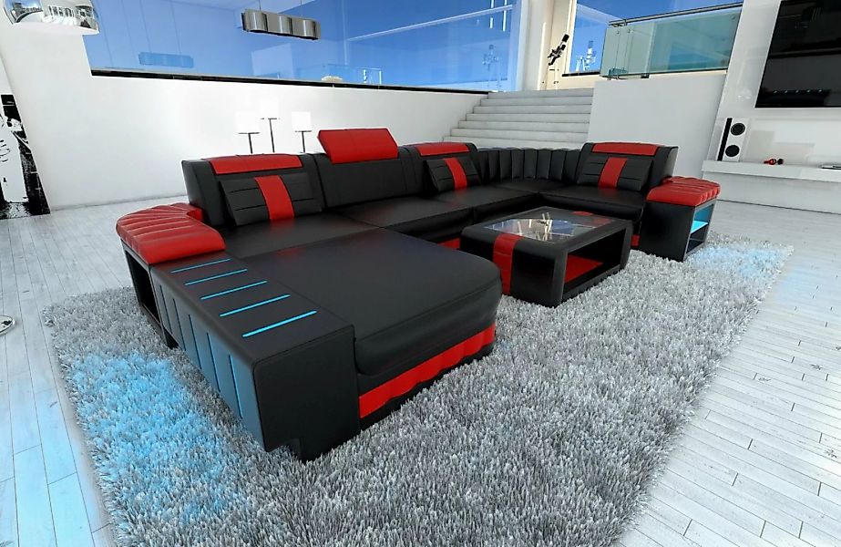 Sofa Dreams Wohnlandschaft Ledercouch Bellagio U Form Ledersofa Sofa Leder, günstig online kaufen