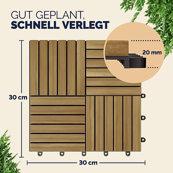 Holzfliese Akazie Quattro Mosaik 11er-Set 30x30cm günstig online kaufen