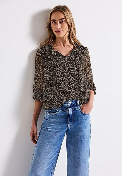 STREET ONE Chiffonbluse mit Leo-Print, geschlitzter Ausschnitt mit Bändern günstig online kaufen