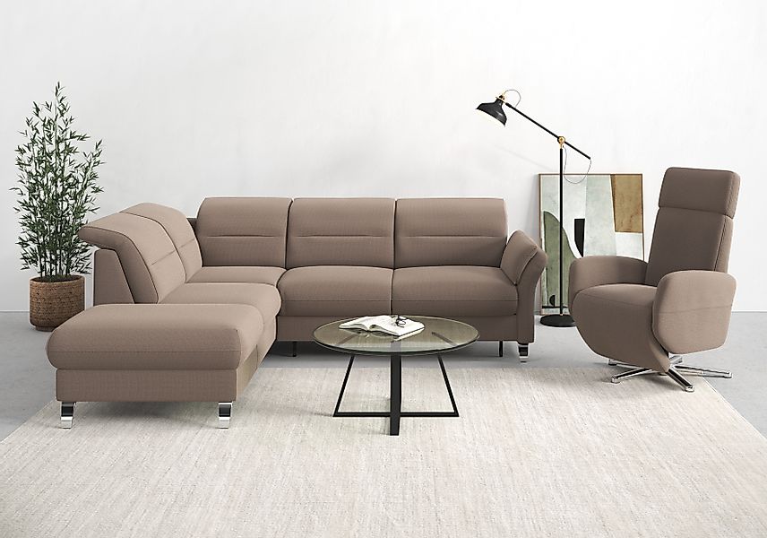 sit&more Ecksofa »Grenoble L-Form mit Federkern«, wahlweise mit Bettfunktio günstig online kaufen
