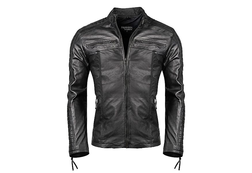 PAULGOS Lederjacke Herren Jacke Übergangsjacke Biker Look 100% Echtleder D1 günstig online kaufen