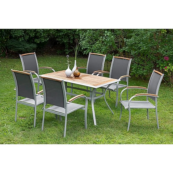 Merxx Siena Set 7-tlg. 6 Stapelsessle Gartentisch 140 x 80 cm günstig online kaufen