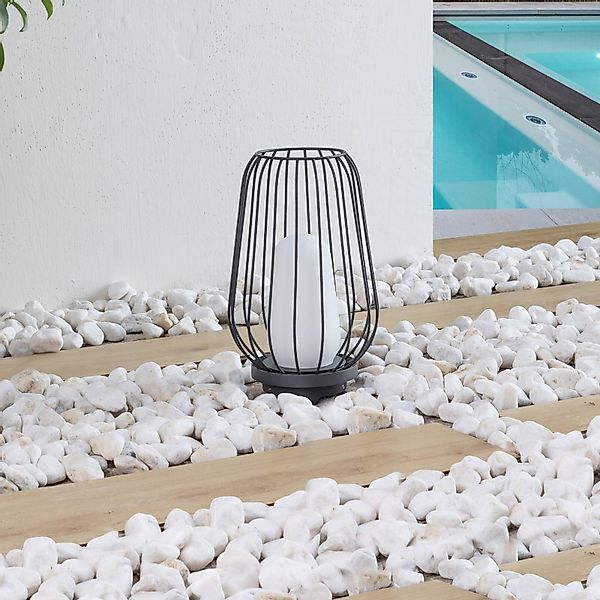 Lucande Terrassenleuchte Chandan, 32,1 cm, schwarz, Alu günstig online kaufen