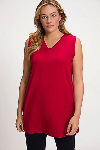 Ulla Popken Longtop Top V-Ausschnitt Relaxed ärmellos Baumwolle günstig online kaufen