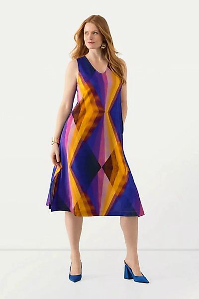 Ulla Popken Maxikleid Slinky-Midikleid geometrisch V-Ausschnitt ärmellos günstig online kaufen