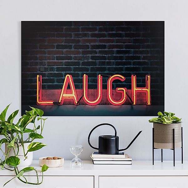 Leinwandbild Laugh - Neonsign günstig online kaufen