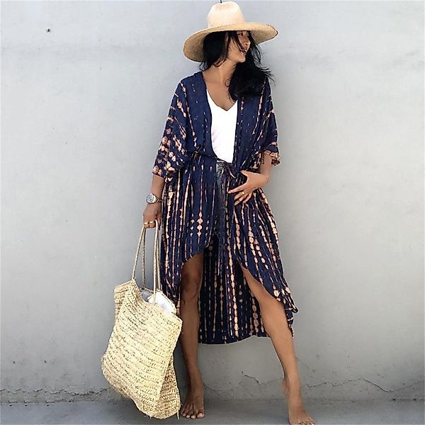 ZEUOPQ Kimono Damen Strandkleid Strandtunika Bikini-Überwurf günstig online kaufen