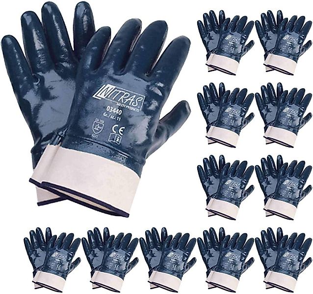 Nitras Nitril-Handschuhe 03440 vollbeschichtet Arbeitshandschuh Stulpe (Pac günstig online kaufen