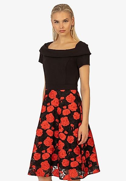 Kraimod Cocktailkleid mit A-Linie und Rosendruck, schulterfrei günstig online kaufen