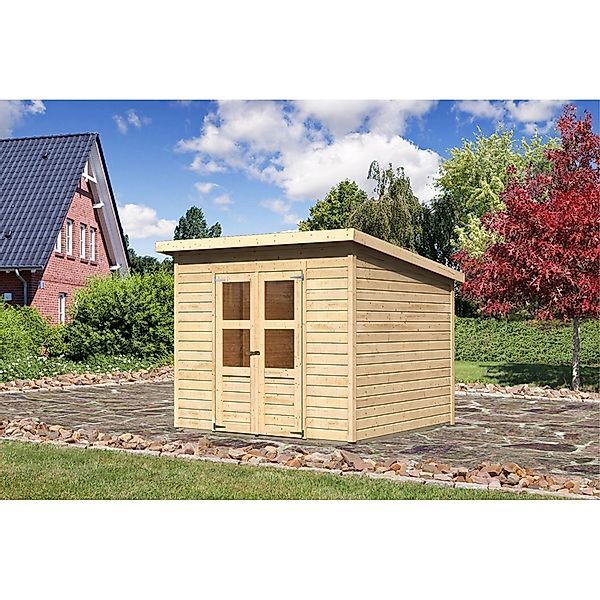 Karibu Holz-Gartenhaus Vellinge Natur Unbehandelt 238 cm x 240 cm günstig online kaufen