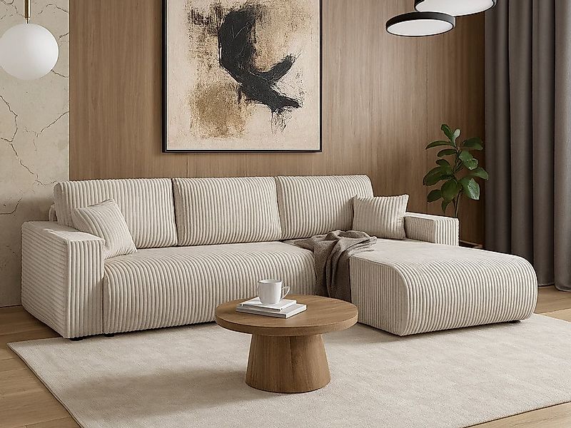 Beautysofa Ecksofa Porto mit universelle Ottomane, mit Bettfunktion und Bet günstig online kaufen