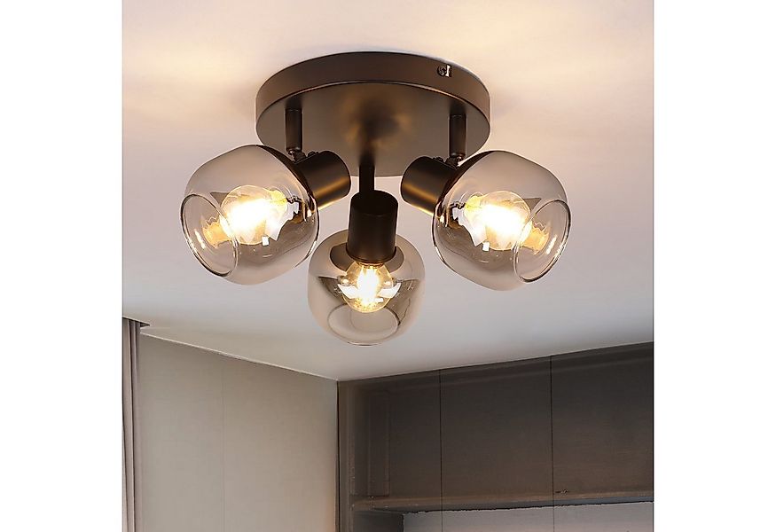 Nettlife Deckenstrahler Modern Rauchgrau Glas 3 Flammig Deckenspots E14 Sch günstig online kaufen