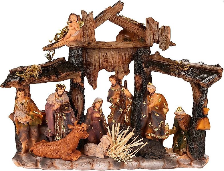 BRUBAKER Krippenfigur Weihnachtskrippe Tischkrippe Weihnachtsfigur mit hand günstig online kaufen