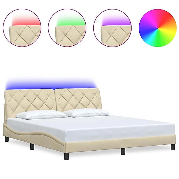 vidaXL Bettgestell mit LED ohne Matratze Creme 180x200 cm Stoff 3310690 günstig online kaufen
