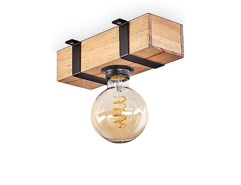 hofstein Deckenleuchte Deckenlampe aus Metall/Holz in Schwarz/Natur, ohne L günstig online kaufen