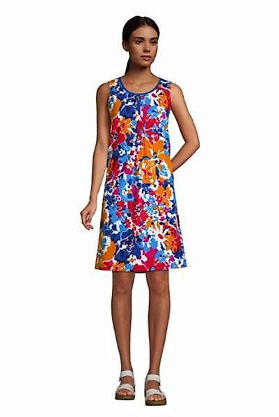 Ärmelloses Kleid mit Biesenfalten, Damen, Größe: XS Normal, Blau, Baumwoll- günstig online kaufen