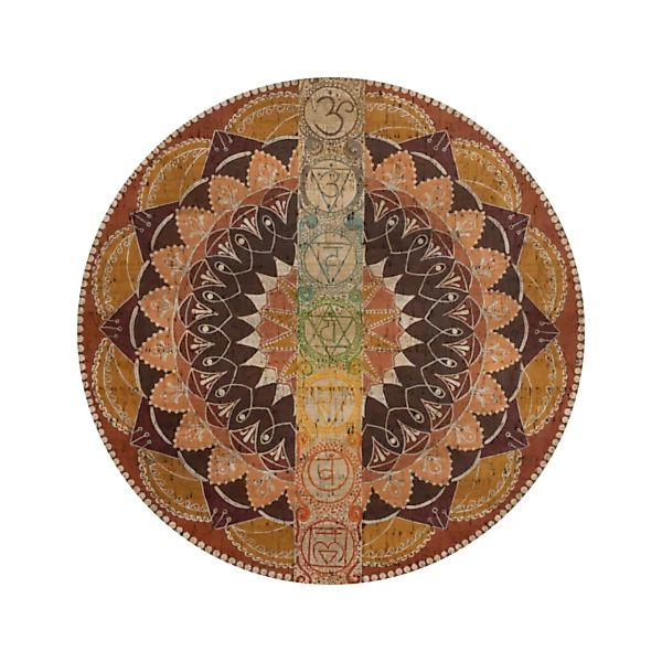 Korkteppich "Mandala - Chakras" (Rund, Natur) günstig online kaufen