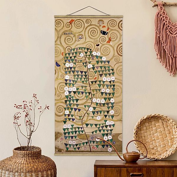 Stoffbild Blumen mit Posterleisten - Hochformat Gustav Klimt - Entwurf für günstig online kaufen