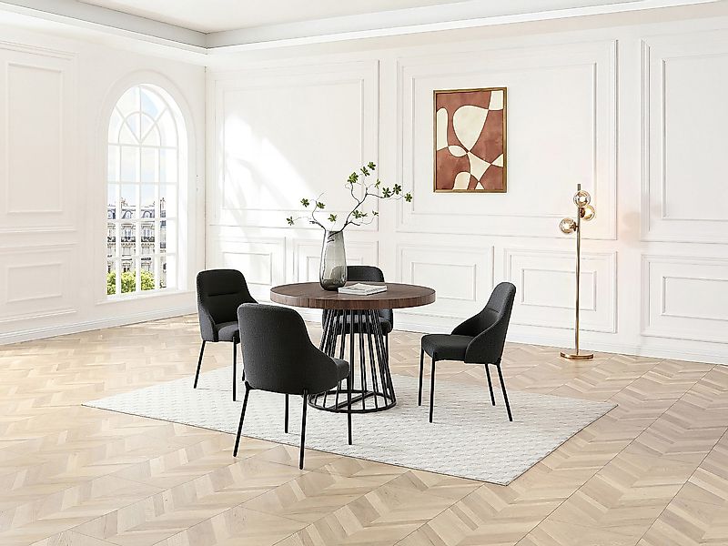 Esstisch ausziehbar – 2 bis 12 Personen – MDF & Stahl – Natur Dunkel & Schw günstig online kaufen