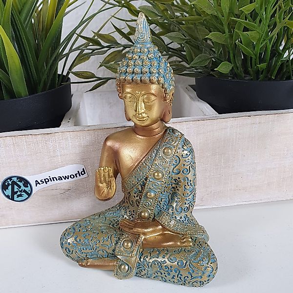 Aspinaworld Buddhafigur Sitzende Buddha Figur Mintgrün günstig online kaufen