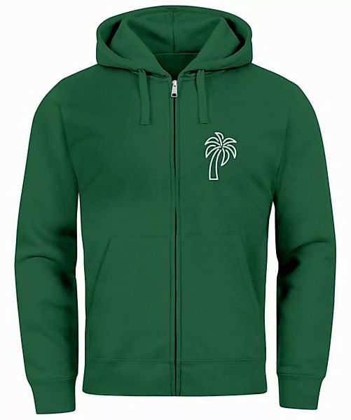 Neverless Sweatjacke Sweatjacke mit Kapuze Herren Print Palme Line Art Moti günstig online kaufen