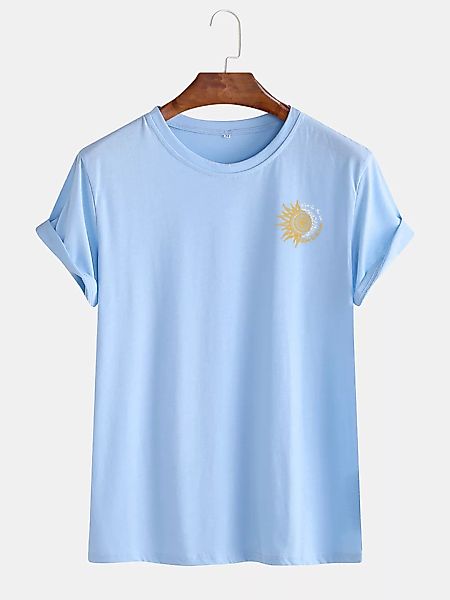 Herren einfarbig Sonnenmuster drucken Sommerferien T-Shirts günstig online kaufen