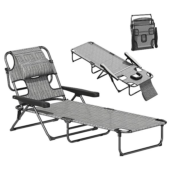 Outsunny Gartenliege klappbar mit Lesefenster, Kopfkissen, günstig online kaufen