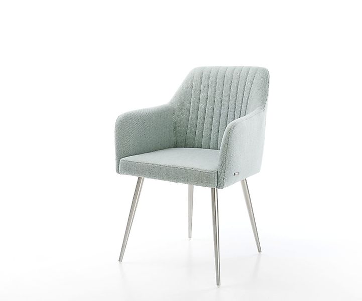 Armlehnstuhl Greg-Flex Stripes Mint 4-Fuß konisch Edelstahl günstig online kaufen