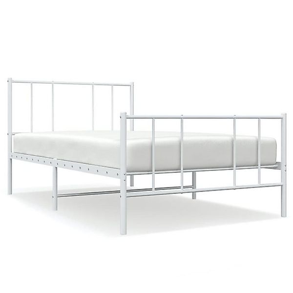 vidaXL Bettgestell, Bettrahmen mit Kopf- und Fußteil Metall Weiß 107x203 cm günstig online kaufen
