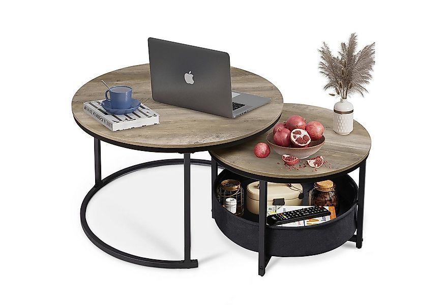 WLIVE Couchtisch Couchtisch 2er‑Satztisch rund mit Stauraum, (Beistelltisch günstig online kaufen