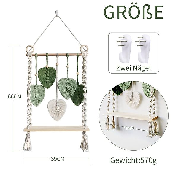 Coonoor Wandregal Boho-Holz-Wanddekoration, schwebendes Wandregal, Holzwand günstig online kaufen
