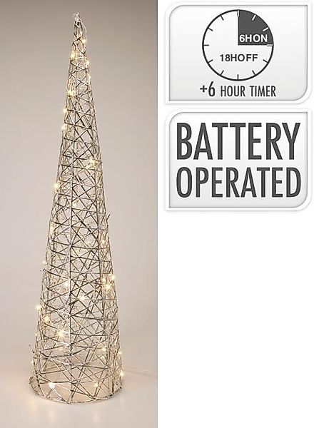 Deko-Figur PYRAMIDE ca. 60 cm LED Silberfarbig günstig online kaufen
