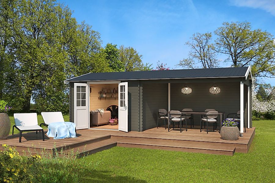 Nordic Holz Gartenhaus "Amarillo", (Anbau inkl. Rückwand) günstig online kaufen