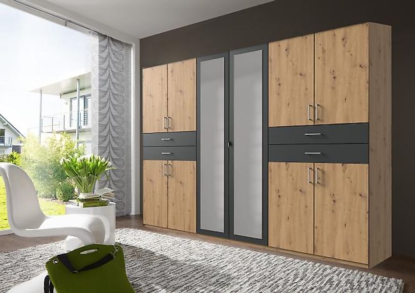 Kleiderschrank 10trg mit 2 Spiegel TAIGA von WIMEX braun günstig online kaufen